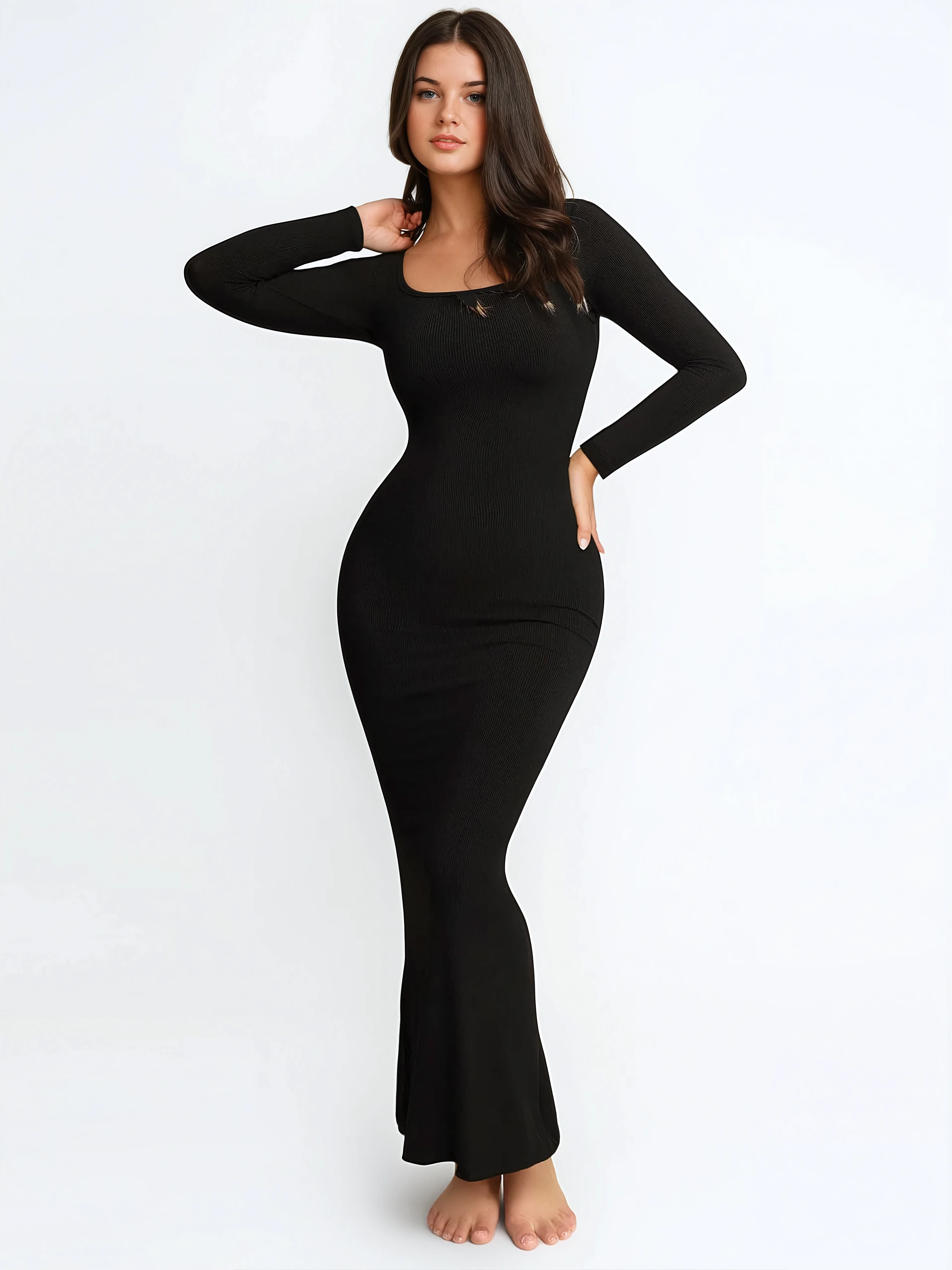 Long Sleeve Maxi Shapewear Dress