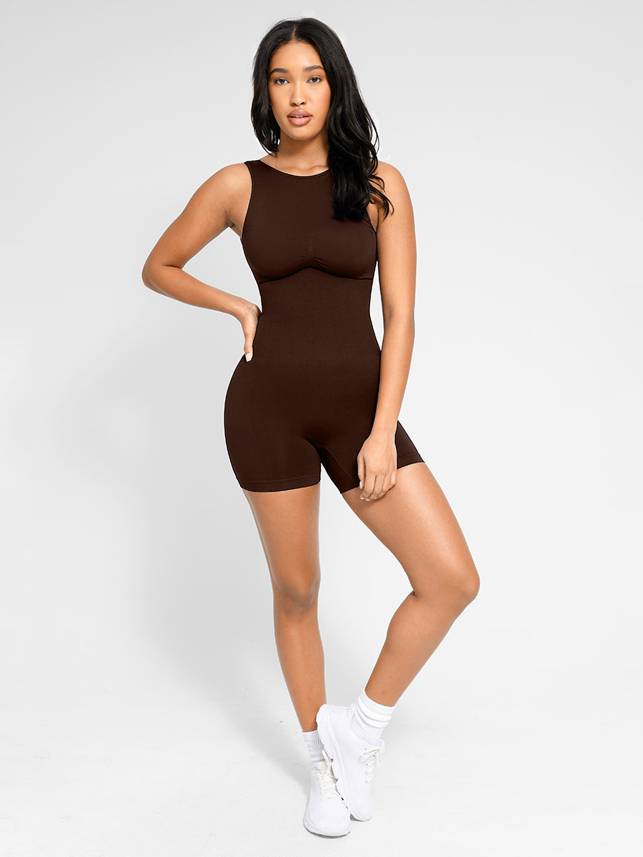 Built-In Shapewear High-Neck Romper