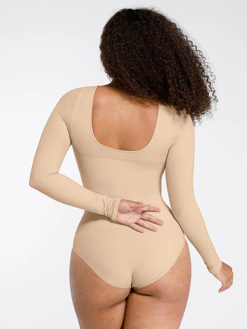 Long Sleeve Tummy Control Thong Bodysuit