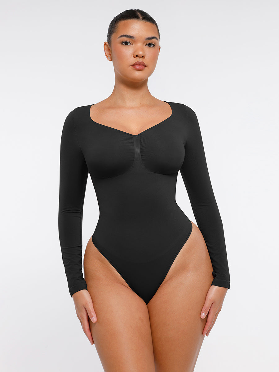 Seamless Long Sleeve Tummy Control Thong Bodysuit