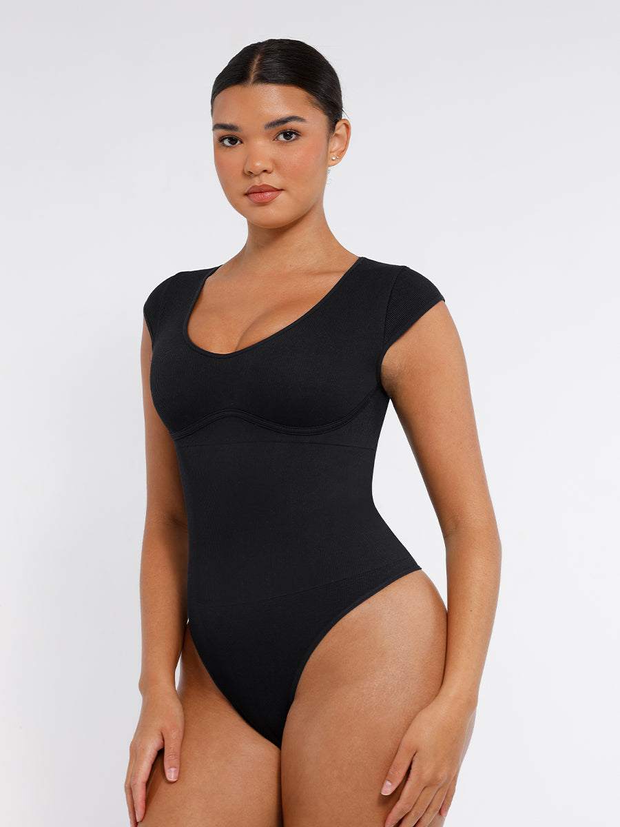 Seamless Deep V-Neck Tummy Shaping Bodysuit