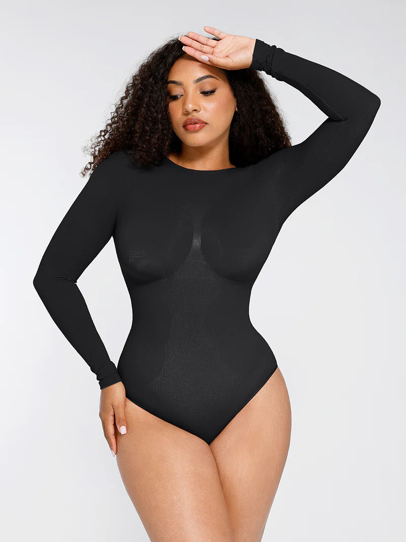 Long Sleeve Tummy Control Thong Bodysuit