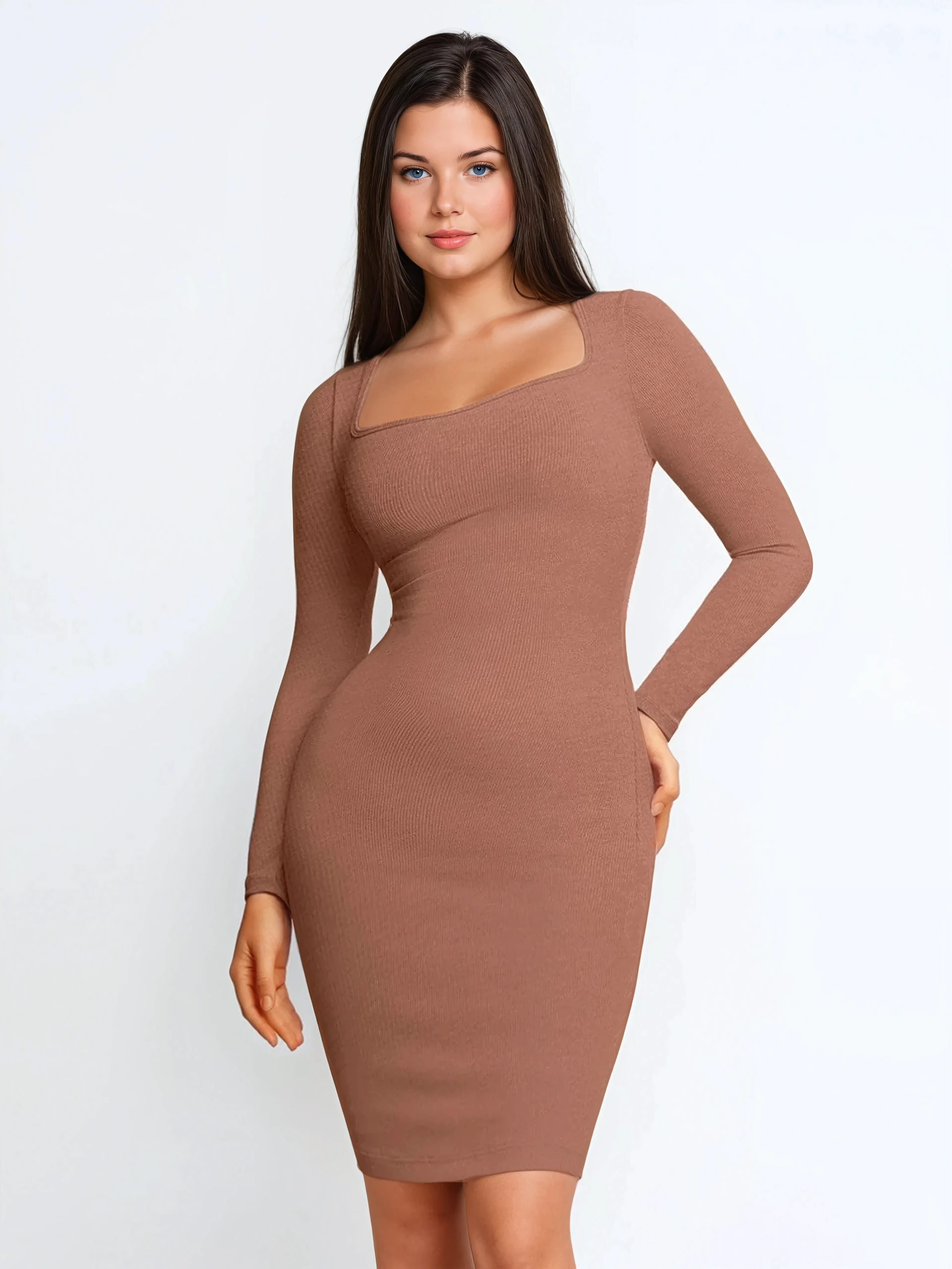 Long Sleeve Midi Shapewear Dress